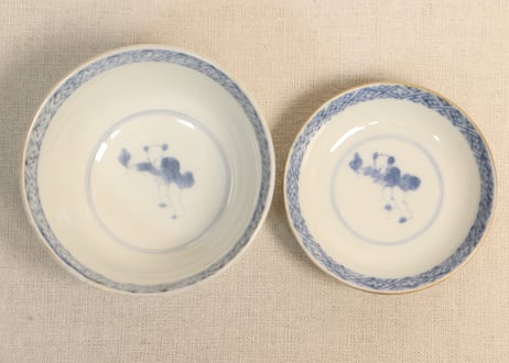 明治前期色絵松梅菊図飯茶碗