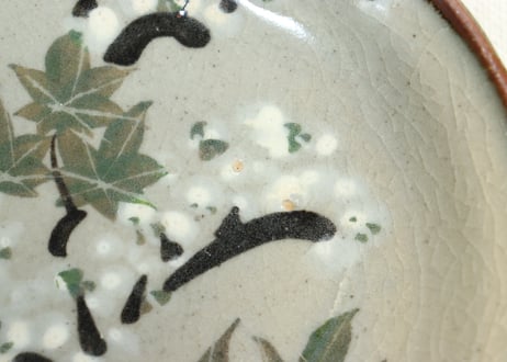 明治後期～大正犬山焼桜と紅葉図小皿②くすみ
