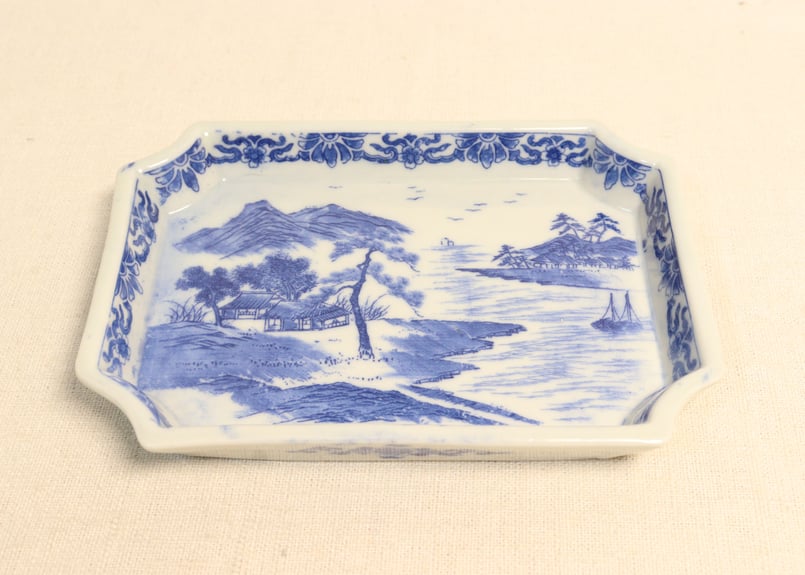 明治後期～大正銅判山水図長角皿① | 吉祥寺PukuPuku