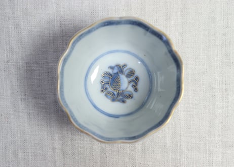 明治前期色絵桃に松鶴図通り物向付