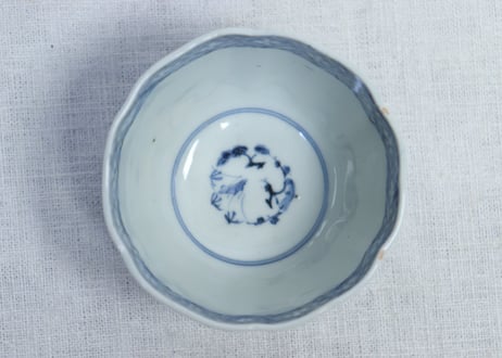 江戸幕末染付蛸唐草図通り物向付