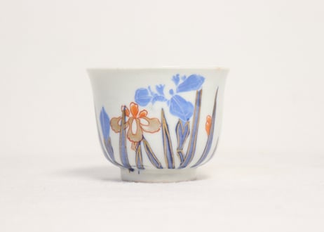 明治後期~大正色絵菖蒲図向付 ムシクイ込み