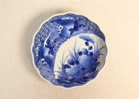 江戸幕末染付蝶と菊図なます皿