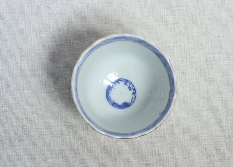 明治後期～大正銅判色絵梅と松鶴図向付