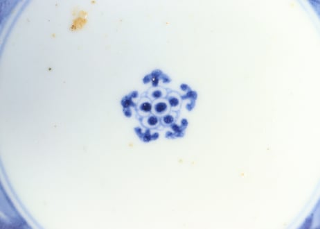 江戸中期青磁染付草花図なます皿③ ホツ