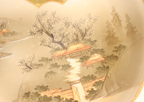明治前期九谷焼色絵家風景図通り物なます皿