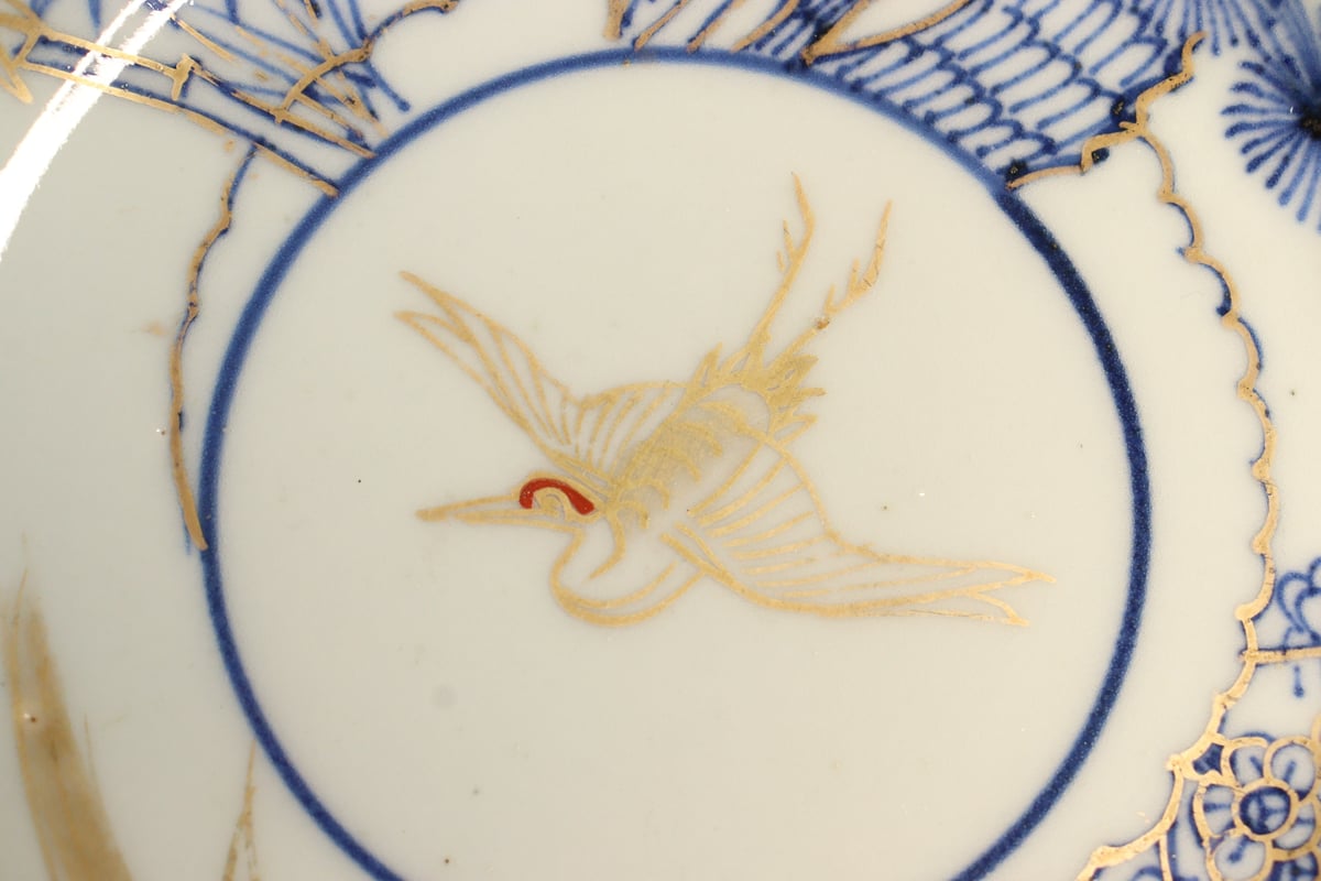 江戸幕末金彩染付松竹梅に松鶴図なます皿① | 吉祥寺PukuPuku