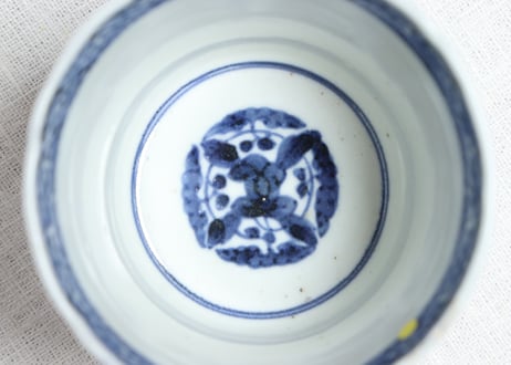 江戸後期染付松竹梅図大猪口 アタリキズ