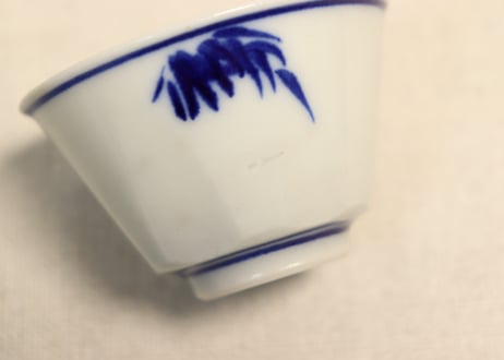 明治後期～大正染付竹図煎茶碗