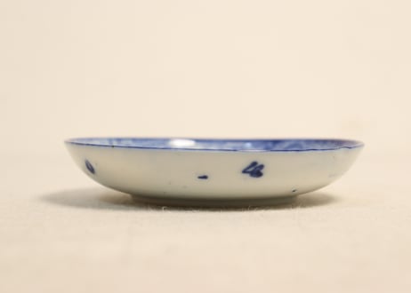 明治前期紙刷扇面窓絵図小皿