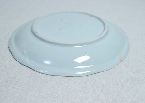 江戸幕末染付ダミ縁山水図６寸皿