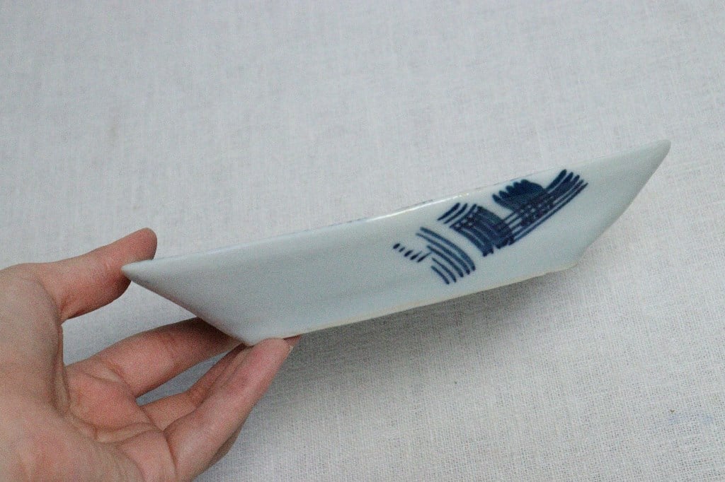 大正~昭和戦前染付幾何学文図舟形皿 | 吉祥寺PukuPuku