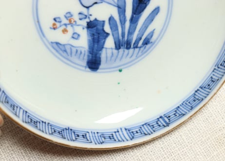 明治前期色絵柳に鮎図蓋茶碗①