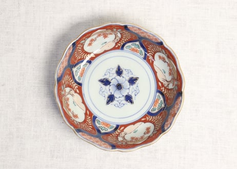 江戸中期色絵四方に紅葉と藤図なます皿5客組