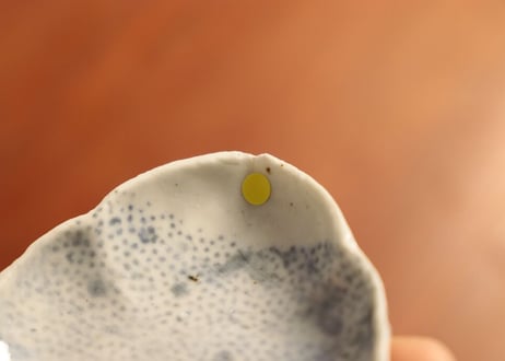 江戸中期紙刷古印判小花散らし図菱形豆皿 小ホツ二箇所④