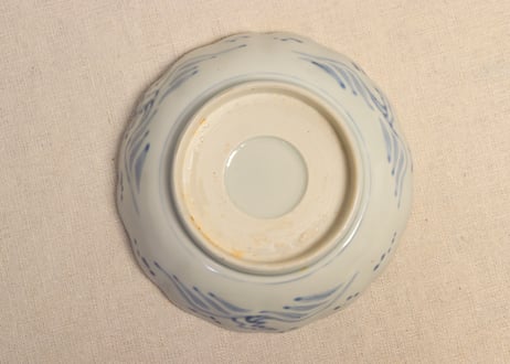 江戸幕末染付牡丹図なます皿② フリモノ,少甘手