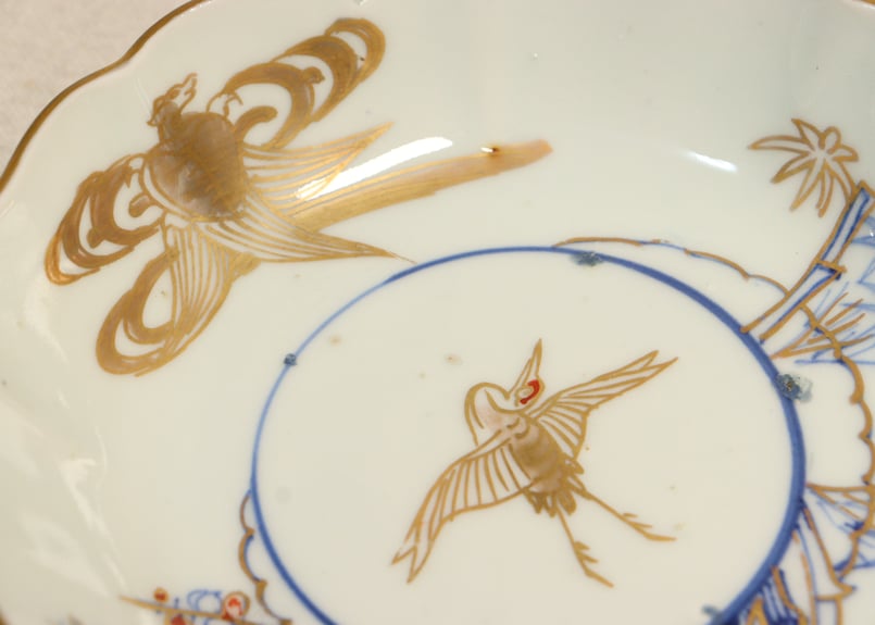 江戸幕末金彩染付松竹梅に鶴亀図なます皿②フリモノ | 吉祥寺PukuPuku