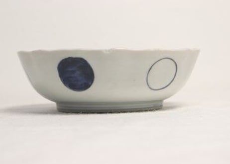 明治前期色絵扇面と花図大なます皿