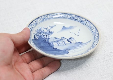 明治後期~大正染付山水図小皿