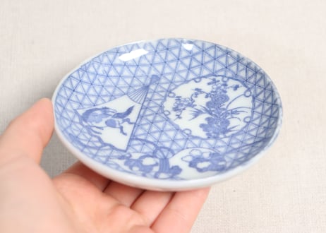 明治後期～大正銅判馬に瓢箪と草花図小皿②かたつき