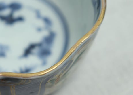 江戸中期色絵四方芭蕉と人物図角向付 ノミホツ
