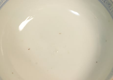 江戸幕末金彩朝顔と山水図飯茶碗