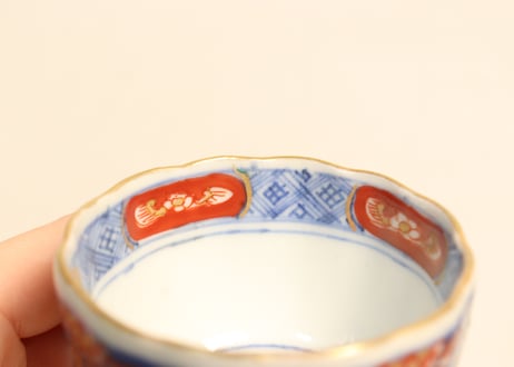 明治前期色絵四方に龍と鳳凰図通り物小向付
