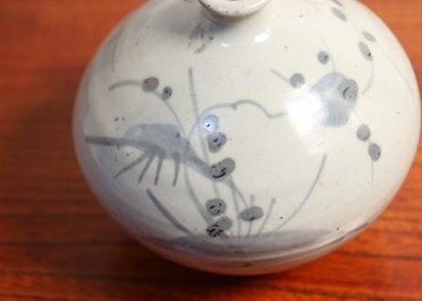 江戸中期染付竹梅図油壷