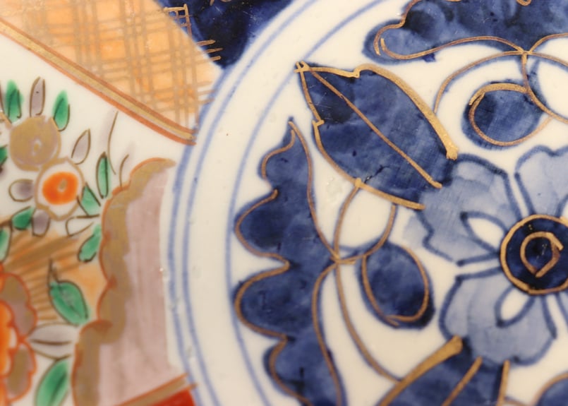 明治前期色絵六方に牡丹図7寸皿②ノミホツ,ムシクイ | 吉祥寺PukuPuku