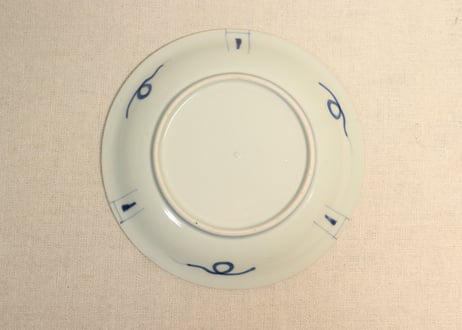 江戸後期染付なずな文図6寸皿
