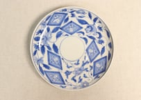 明治前期染付菱文と唐草図6寸皿①