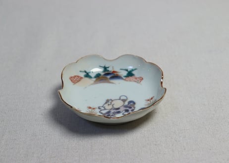 江戸中期色絵馬図四弁通り物小皿 　5客組