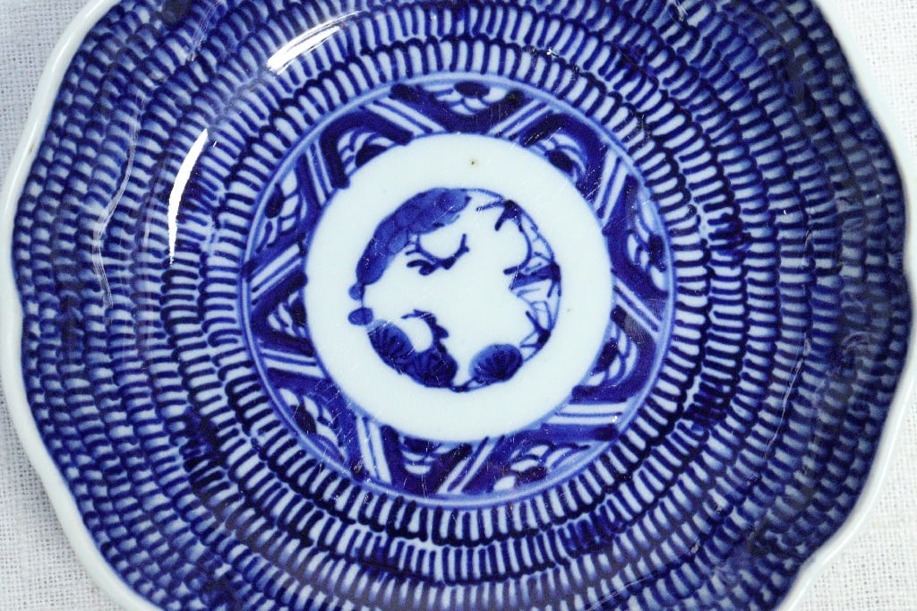 みじん唐草 花紋様 なます皿 五寸皿 五客