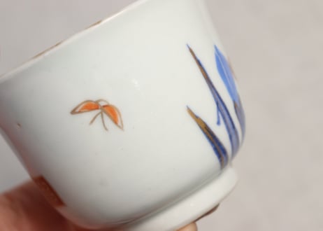 明治後期~大正色絵菖蒲図向付 ムシクイ込み