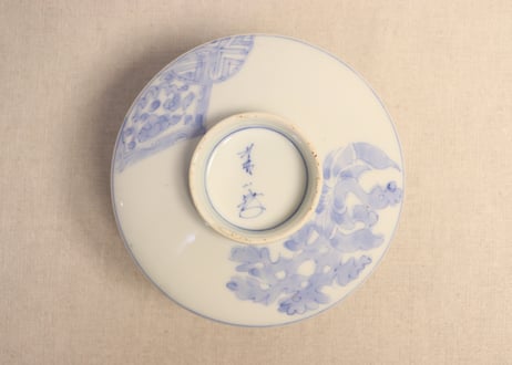 明治後期~大正染付鳳凰図蒸茶碗