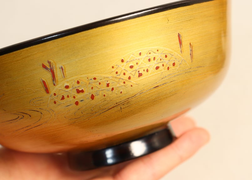 明治～大正内黒金塗蒔絵川辺図吸物椀 | 吉祥寺PukuPuku