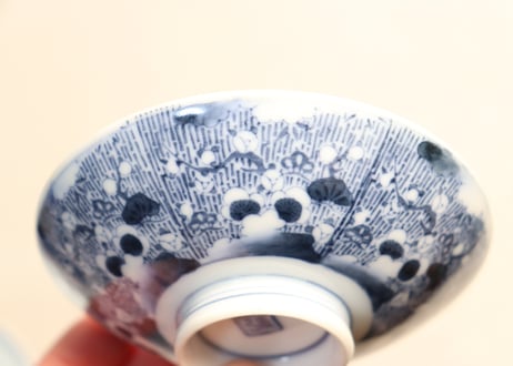 大正～昭和戦前ゴム判松竹梅図飯茶碗