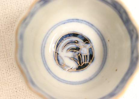 明治前期色絵山水図通り物小向付