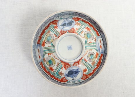 明治前期色絵福良雀図飯茶碗　甘手