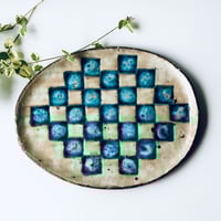 青市松皿　(楕円)