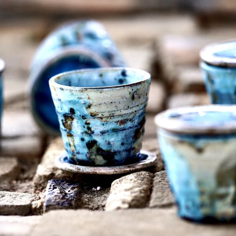 【商品名】青釉 蓋物揃い まとめて 箱付き 氷生湖藍蓋碗 茶道具【共箱】水色氷裂貫入 現代龍泉青磁 贈り物 工芸品