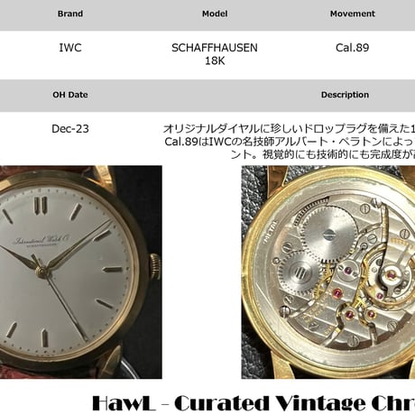 IWC SCHAFFHAUSEN 18K Solid gold Drop Lug 18K無垢 シャフハウゼン