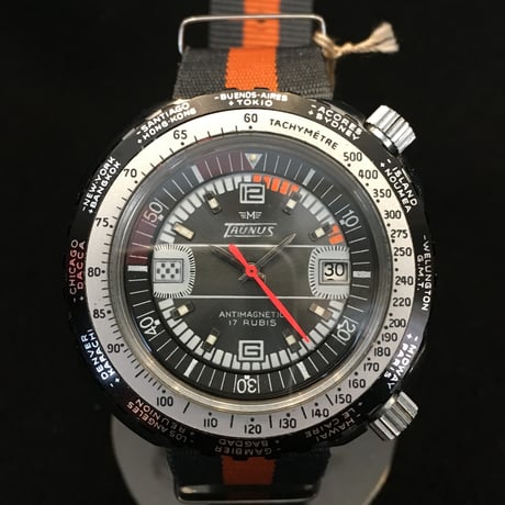 70年代 ダイバー Taunus World Time  Cal FE140-1B デッドストック