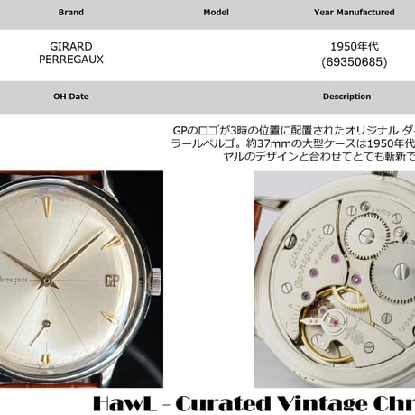 GIRARD PERREGAUX 3時位置 GPロゴ ヴィンテージ