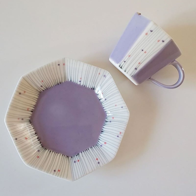 面取りコーヒーカップ／ソーサー | 陶磁器工房ルバルテ