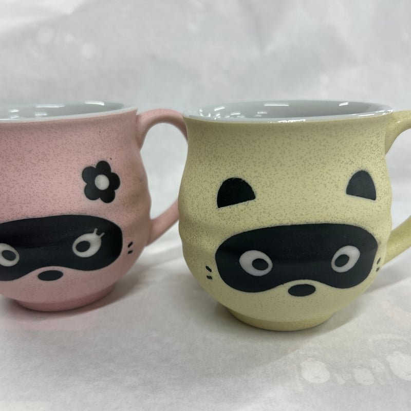 たぬきマグカップセットB（黄色・ピンク） | たぬき村オンラインショップ