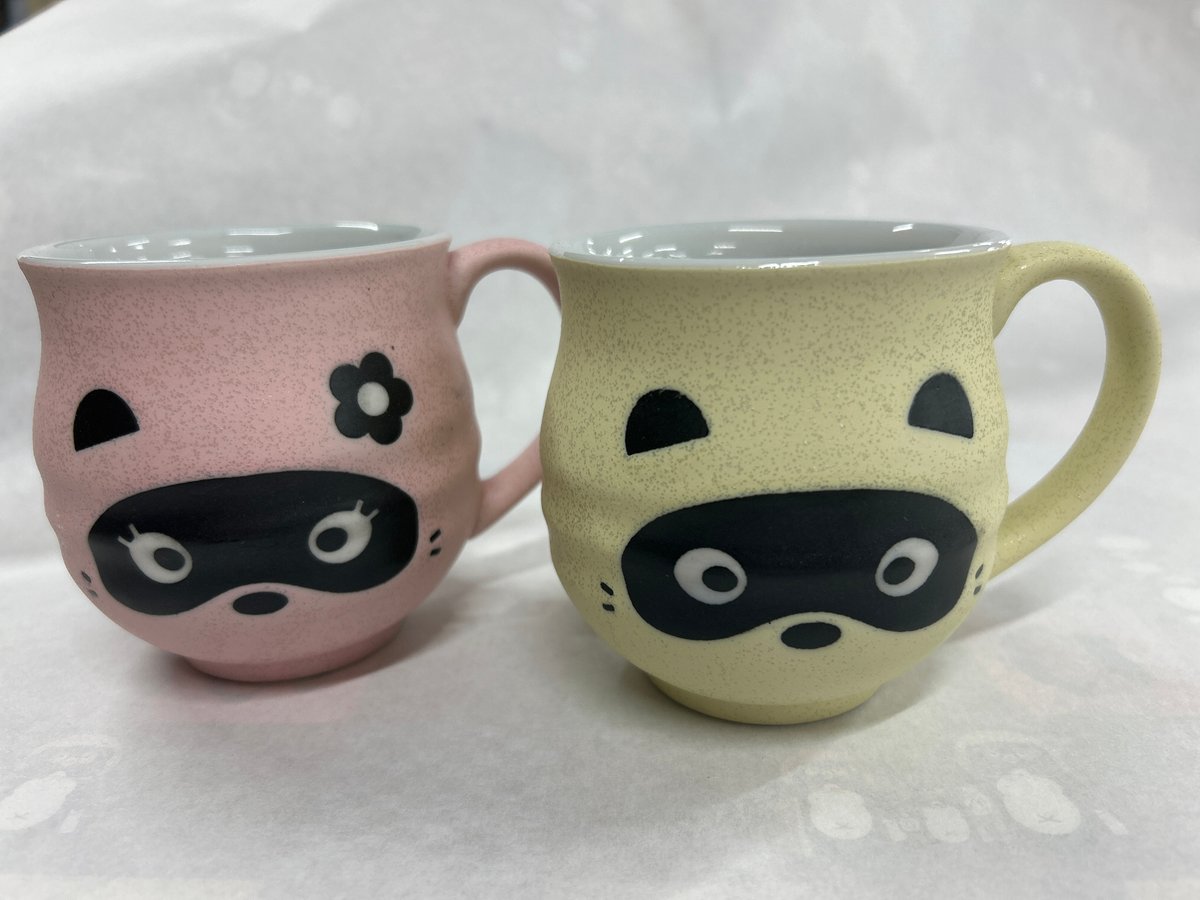 たぬきマグカップセットB（黄色・ピンク） | たぬき村オンラインショップ