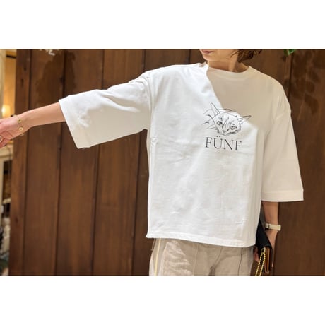 CLOCHE  キャットプリント7分袖Tee