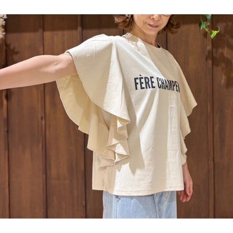 CLOCHE  フリル袖ロゴTee