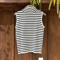 CLOCHE  ボーダーハイネックニットタンク
